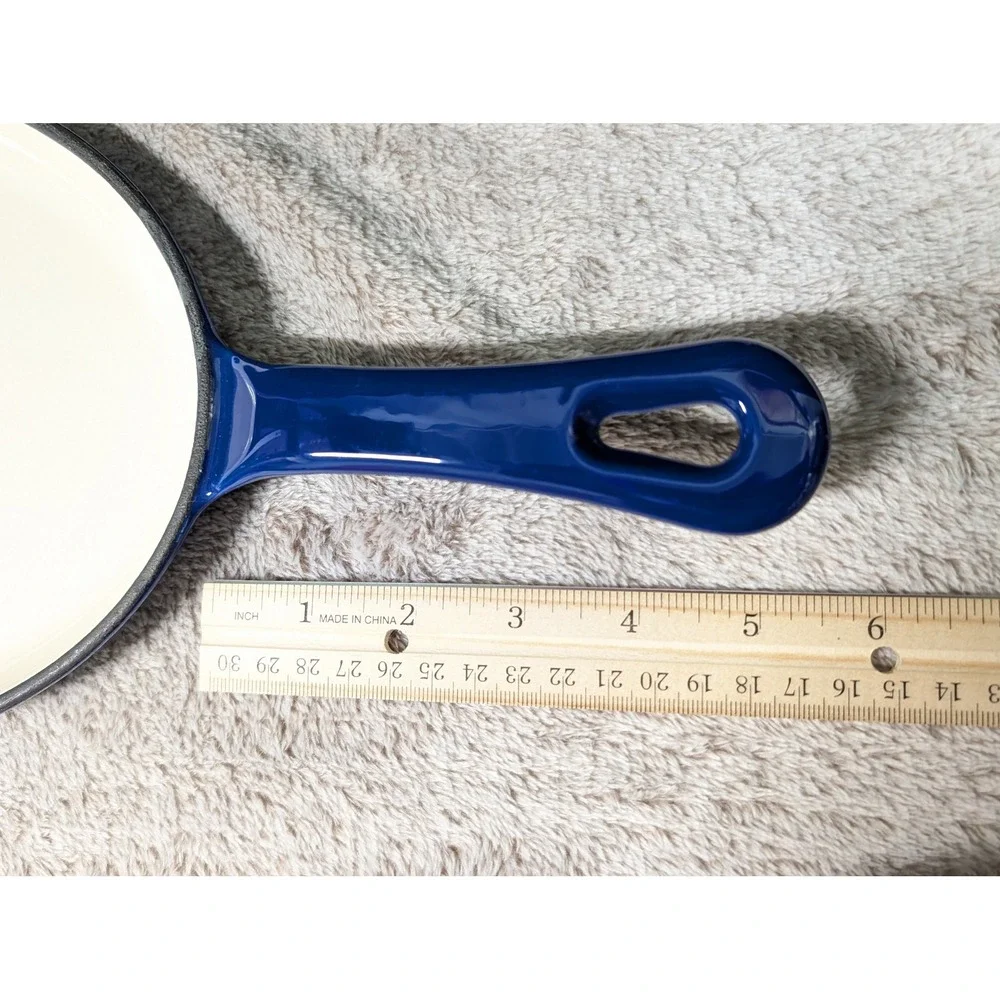 Rachael Ray Blue‎ Enameled Cast Iron Oval Griddle Pan Skillet Helper Handle